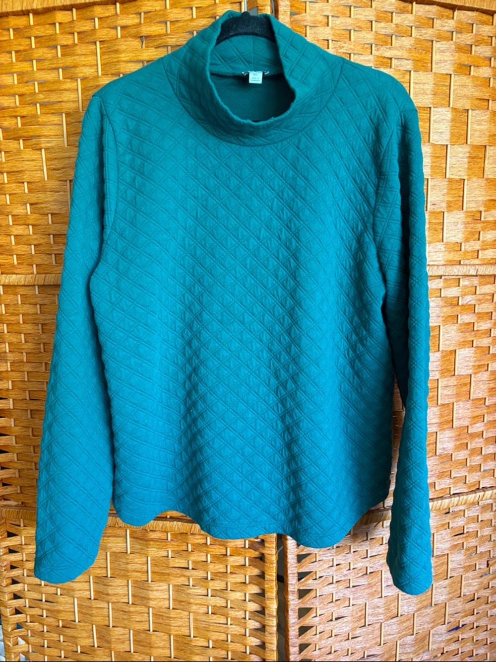 J. Crew Women’s Green Mockneck Quilted Long Sleeve Pullover